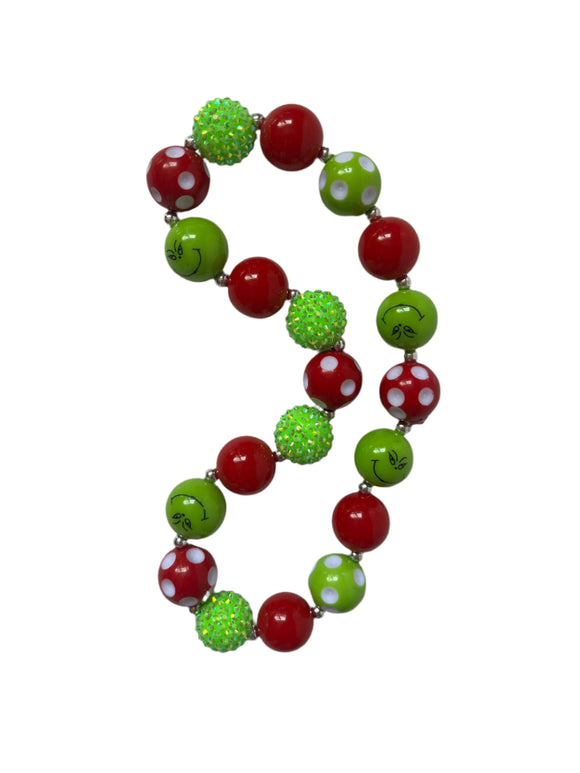 Grinch Bubblegum bead necklace