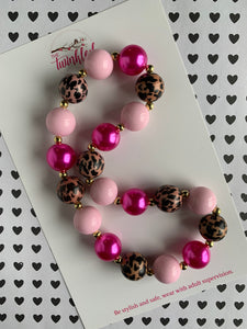 Pink leopard necklace