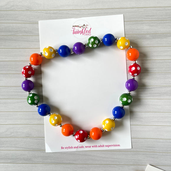 Rainbow Bubblegum Bead Necklace