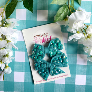 2-pack Turquoise Cashmere Bows