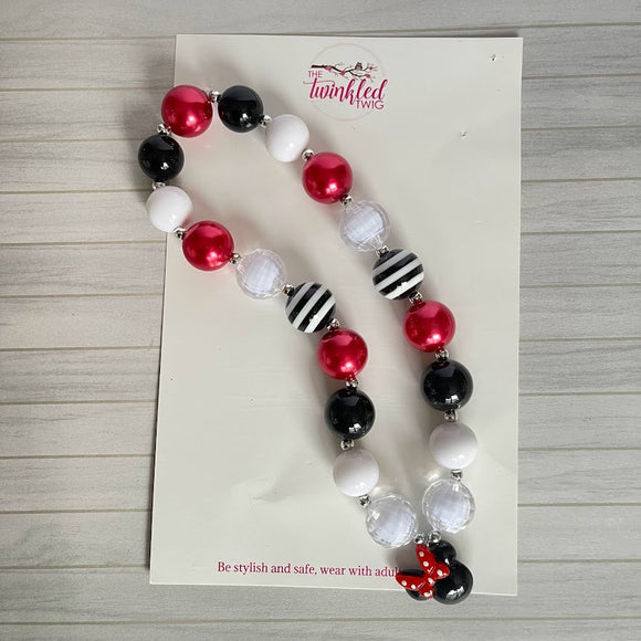 Red B&W Mouse Necklace