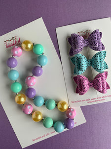 Easter Spring Bow and Necklace bundle